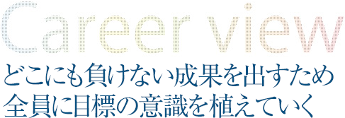 どこにも負けない成果を出すため、全員に目標の意識を植えていく

